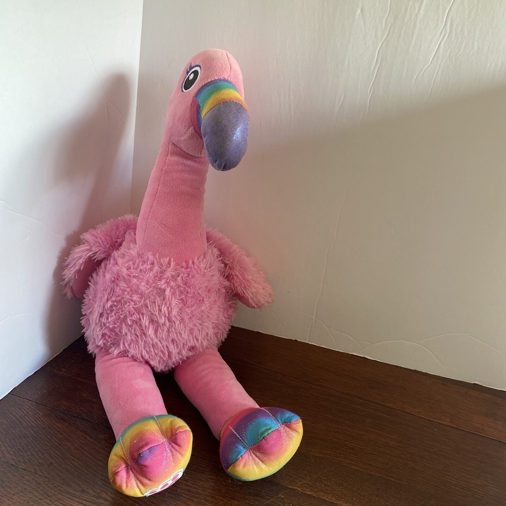 BUILD A‎ BEAR PINK RAINBOW SPARKLE FLAMINGO 18" STUFFED ANIMAL PLUSH DOLL TOY